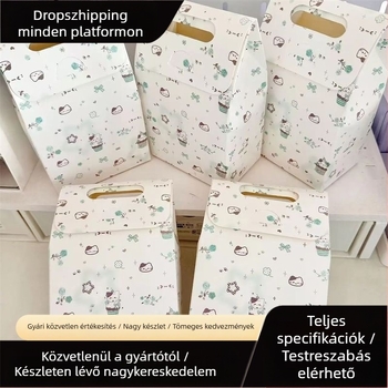 Mentás színű cicás karikatúra ajándékdoboz, aranyos kis ajándékzacskó, édességekhez való kifinomult csomagolás