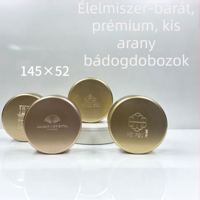 Élelmiszer-minőségű kör alakú fémdoboz süteményekhez, egyedi logóval, univerzális csomagolás kekszekhez és édességekhez, elegáns ajándék