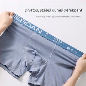 Férfi hosszú boxer alsó pamutból, légáteresztő, varrás nélküli, sportos, anti-dörzsölés, középmagas derekú, plusz méret