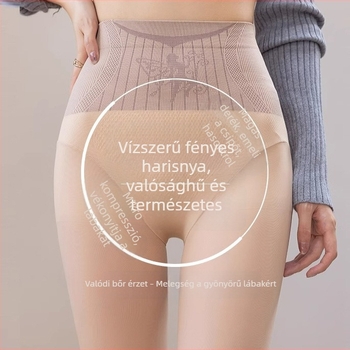 Női nude színű fleece-béléssel ellátott vastag harisnya, meleg és karcsúsító hatással, optikailag meghúzza a lábakat