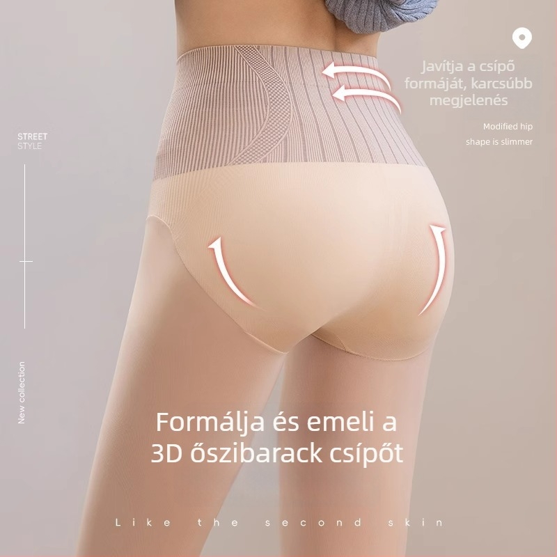 Női nude színű fleece-béléssel ellátott vastag harisnya, meleg és karcsúsító hatással, optikailag meghúzza a lábakat