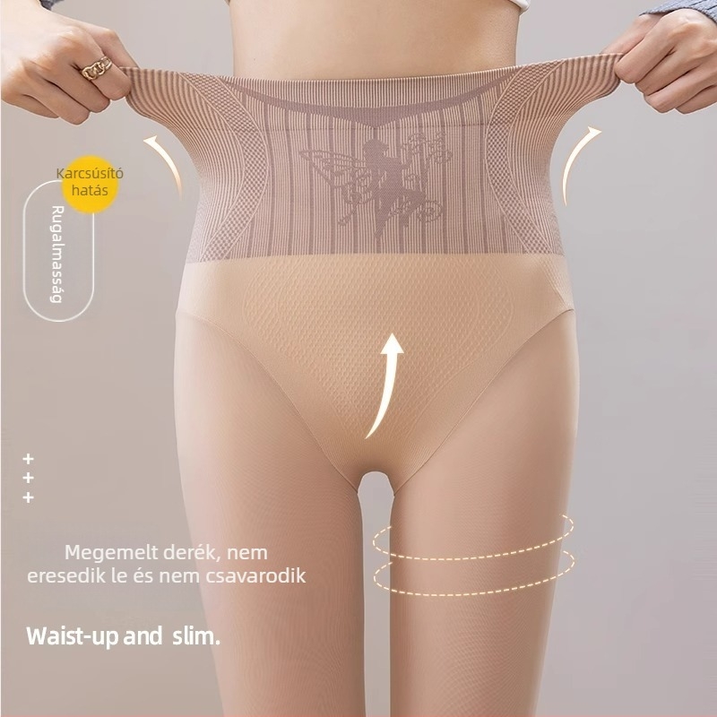 Női nude színű fleece-béléssel ellátott vastag harisnya, meleg és karcsúsító hatással, optikailag meghúzza a lábakat