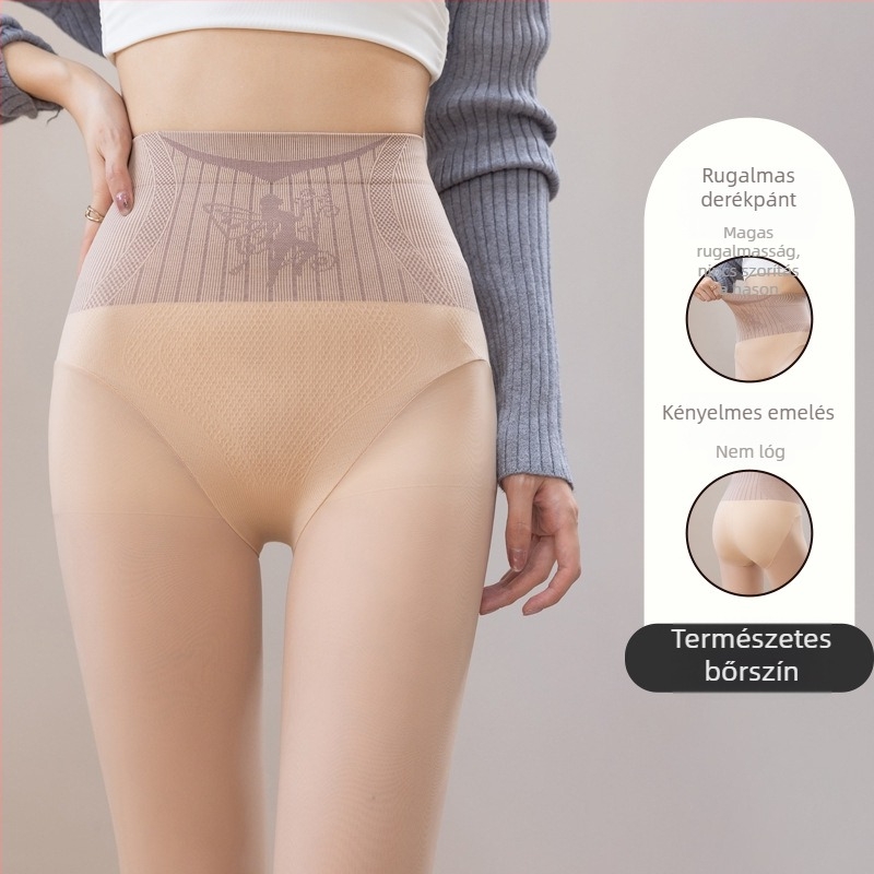 Női nude színű fleece-béléssel ellátott vastag harisnya, meleg és karcsúsító hatással, optikailag meghúzza a lábakat