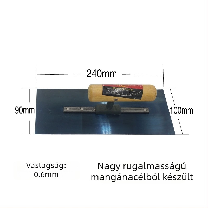 Kék acél vakolókanál falak egyengetésére; vakoláshoz és kőműves munkákhoz; önszintező eszköz
