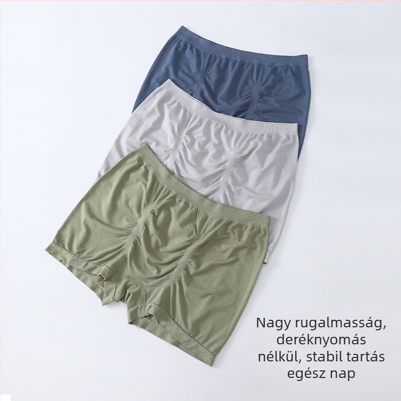 Plusz méretű férfi varrat nélküli boxeralsó, laza szabású, vékony, lélegző, regenerált cellulóz szálakból