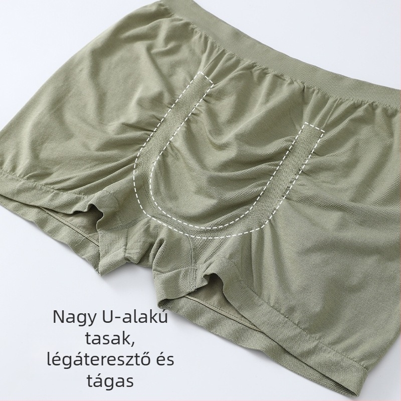 Plusz méretű férfi varrat nélküli boxeralsó, laza szabású, vékony, lélegző, regenerált cellulóz szálakból
