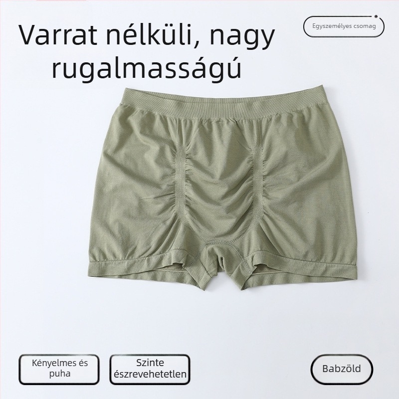 Plusz méretű férfi varrat nélküli boxeralsó, laza szabású, vékony, lélegző, regenerált cellulóz szálakból