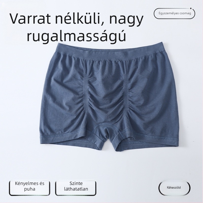 Plusz méretű férfi varrat nélküli boxeralsó, laza szabású, vékony, lélegző, regenerált cellulóz szálakból