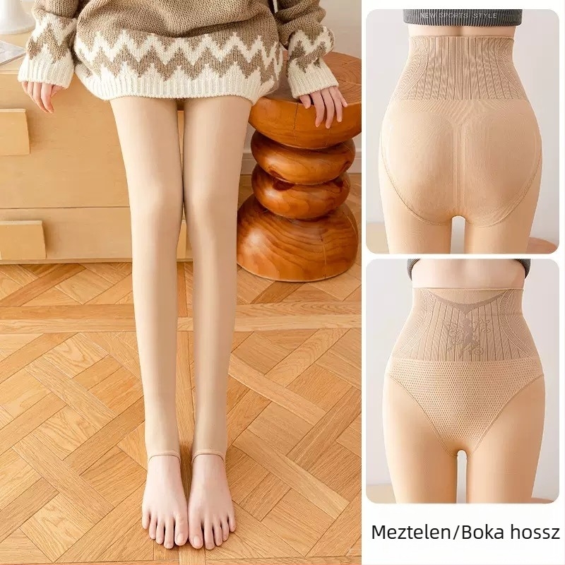 Téli béléses leggings, magas derekú, fenékformázó hatással, virágos angyali motívummal