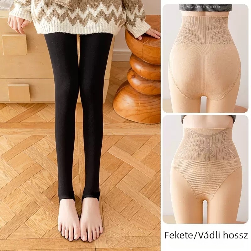 Téli béléses leggings, magas derekú, fenékformázó hatással, virágos angyali motívummal