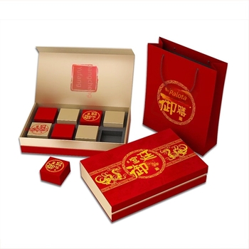 Mooncake doboz teával és gyümölccsel, személyre szabott élelmiszer-csomagolás, karton doboz nyitható fedéllel