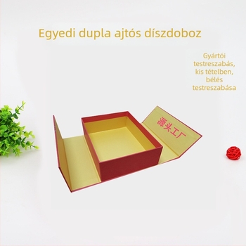 Testreszabható dupla ajtós teás ajándékdoboz kihúzható rekesszel és mágneses zárással, kék téglalap alakú kartondoboz