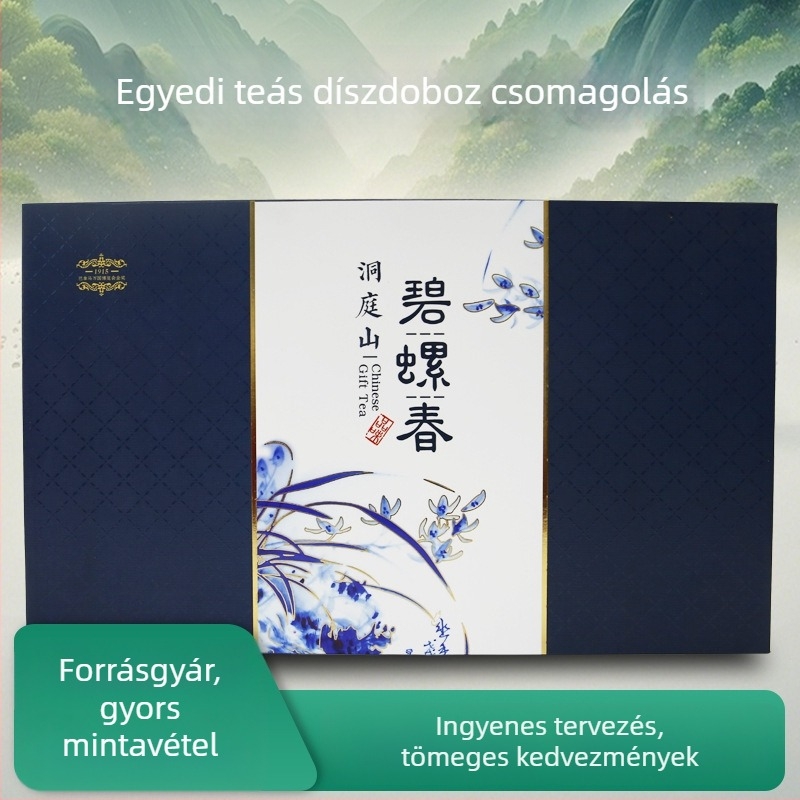 Biluochun teafüzér papírdoboz fémtartállyal – prémium ajándékdoboza teához 250 g/500 g