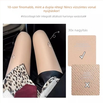 Női fekete harisnya nude hatású, őszi-téli modell, fleece-béléssel, vastag és meleg
