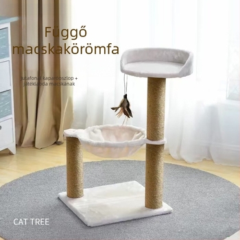 Nagy macskáknak készült macskafa: fészek és függőágy, ugró platforma, mászó keret és karmoló oszlop