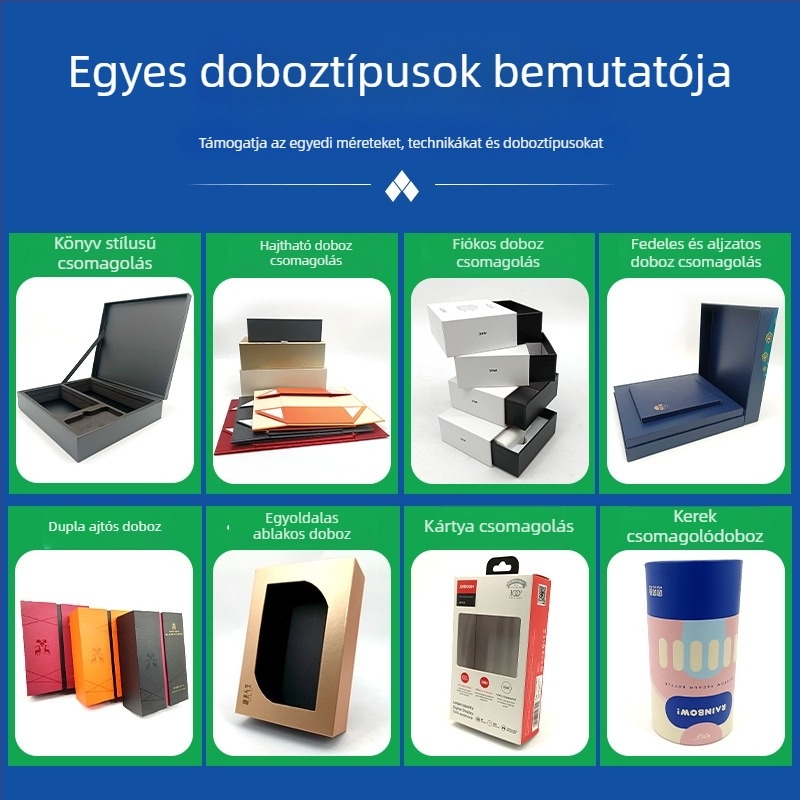 Új kínai stílusú dupla ajtós teás ajándékdoboz, egyedi dombornyomott papírral és arany bélyegzéssel
