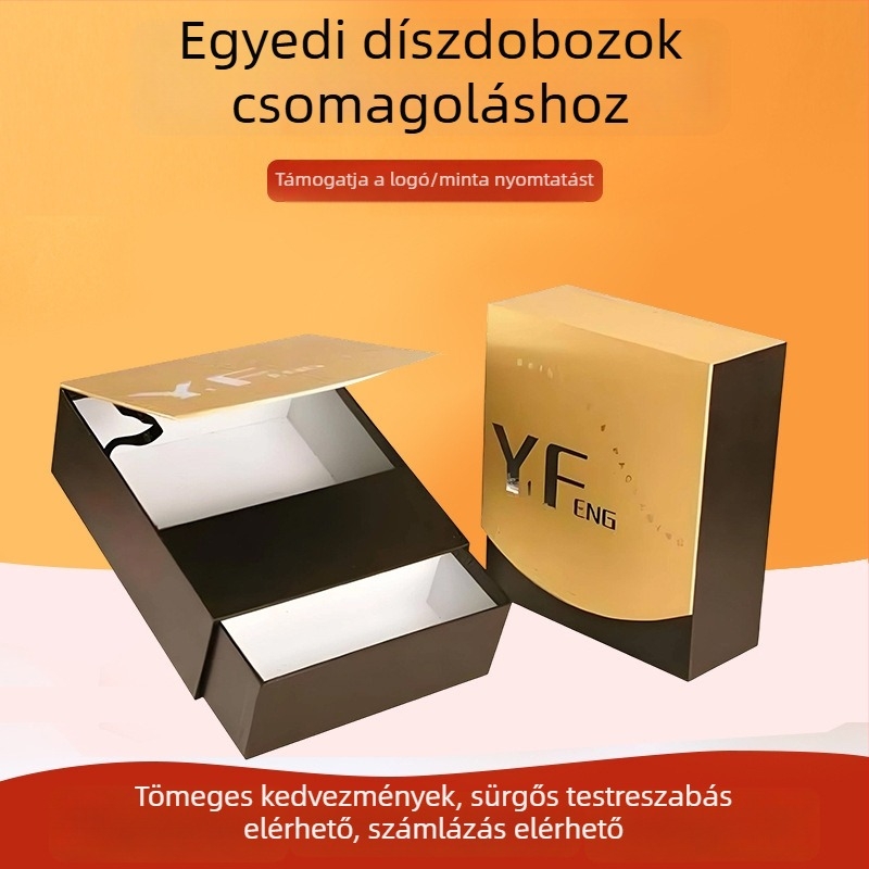 Testreszabható prémium ajándékdoboz fedéllel és alappal holdtorta és tea csomagolására, arany nyomás és UV bevonat, kemény kartonból