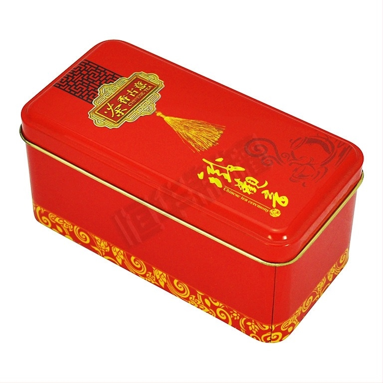Tieguanyin teásdoboz fémből, téglalap alakú, kis ajándékdoboz