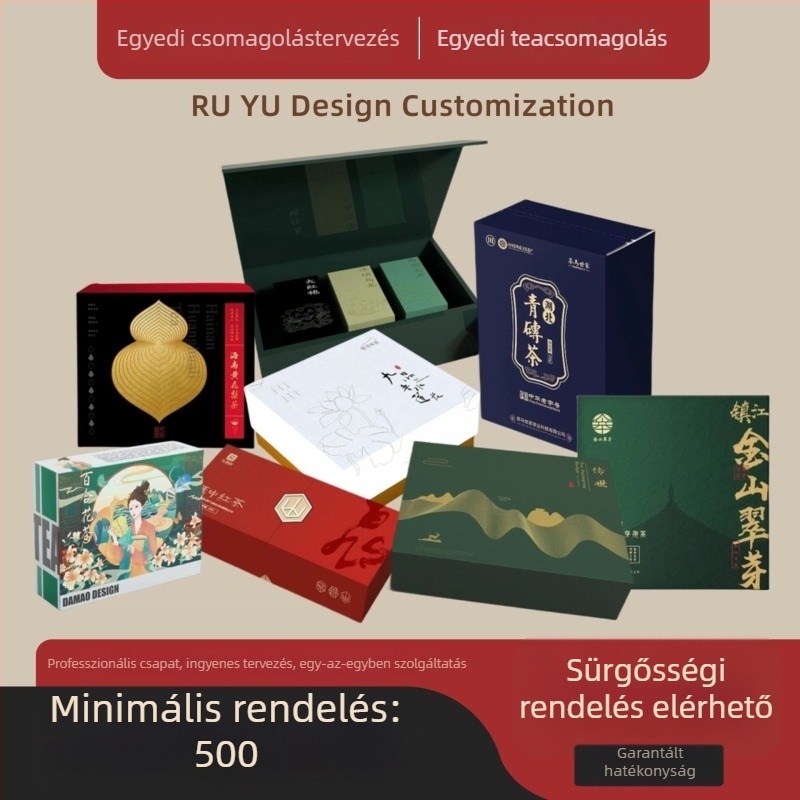 Egyedi tealevelek csomagoló doboz két részes fedéllel, nyomtatott ajándékdoboz