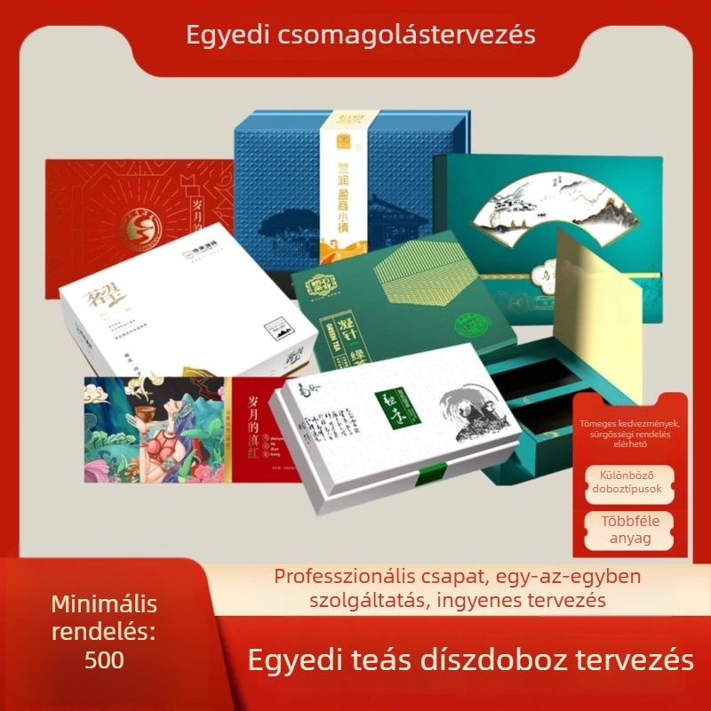 Egyedi tealevelek csomagoló doboz két részes fedéllel, nyomtatott ajándékdoboz