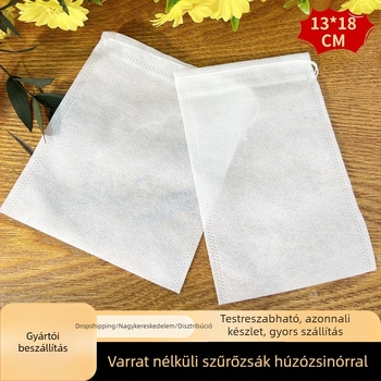 13×18 cm nem szövött anyagú teafilter tasak zsinórral – kis csomagolás