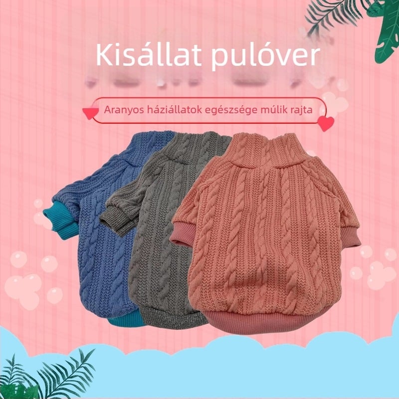 Kötött háziállat-pulóver macskáknak és kistestű kutyáknak