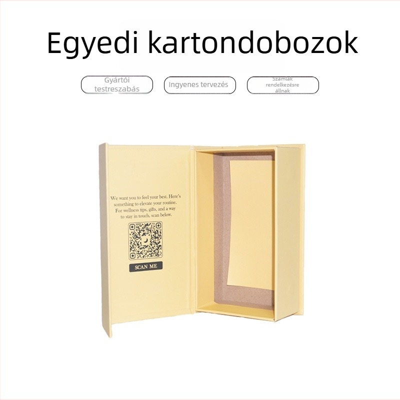 Prémium könyv alakú doboz mézes tea csomagolásához, flip-top mágneses fedél, szürke karton doboz, logó nyomtatás