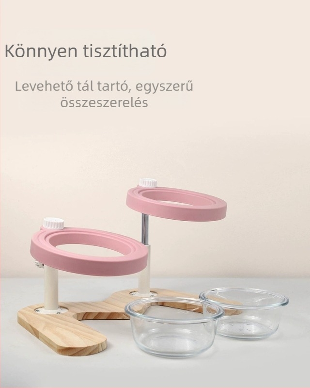 Macska- és kutyatálak etetésére és ivására, gerincvédő kialakítással, hordozható vízcsésze