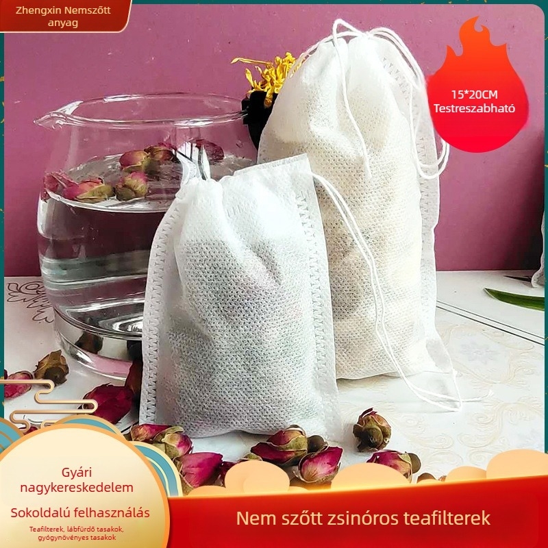 Nem szőtt teafilter zacskók 15x12 cm, szűrőzacskók gyógynövények főzetéhez és tealevelek csomagolásához