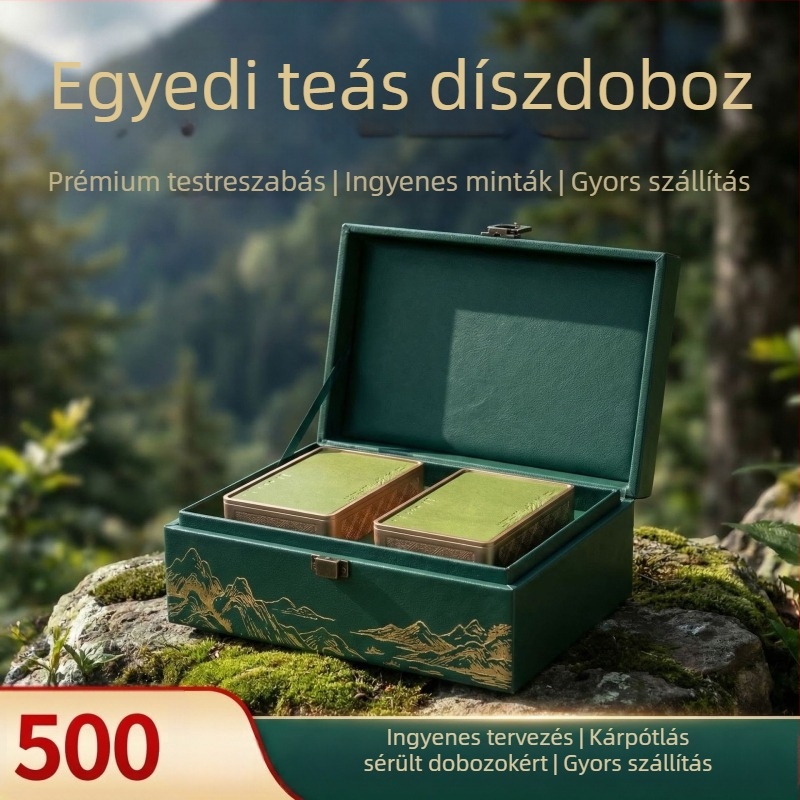Testreszabható tea ajándékdoboz színes belső dobozzal és hullámkarton csomagolással