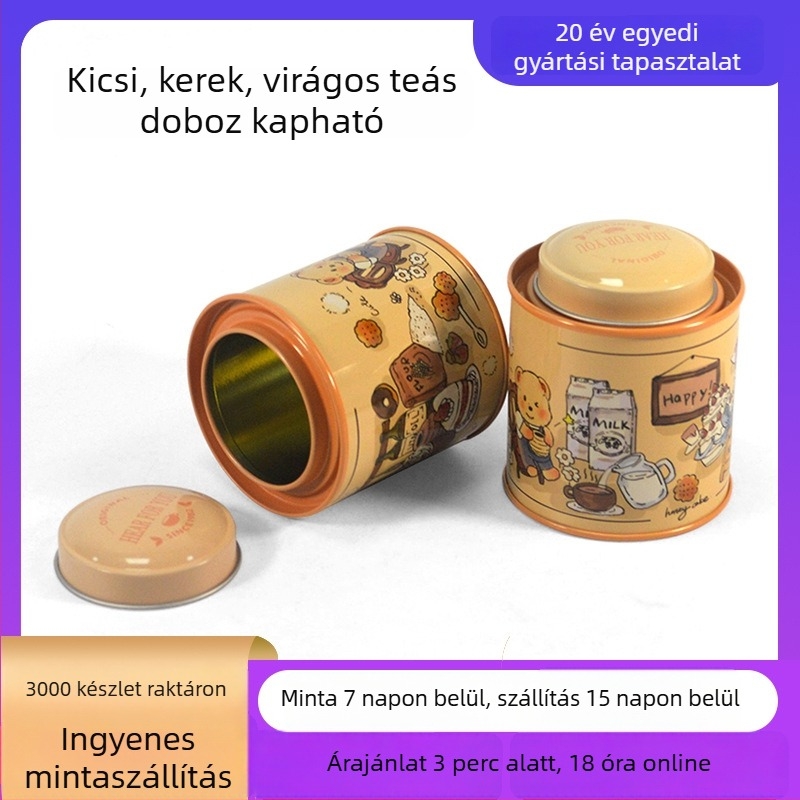 Virágtea fémdoboz, kerek ívelt fedéllel, zárható