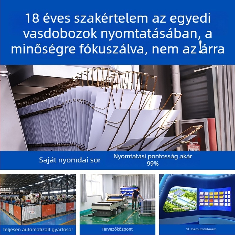 Személyre szabható fém teásdoboz, négyzetes formájú, logónyomtatás