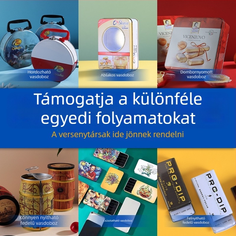 Személyre szabható fém teásdoboz, négyzetes formájú, logónyomtatás