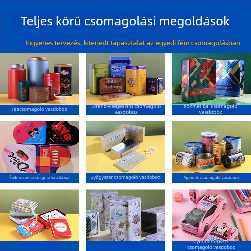 Személyre szabható fém teásdoboz, négyzetes formájú, logónyomtatás