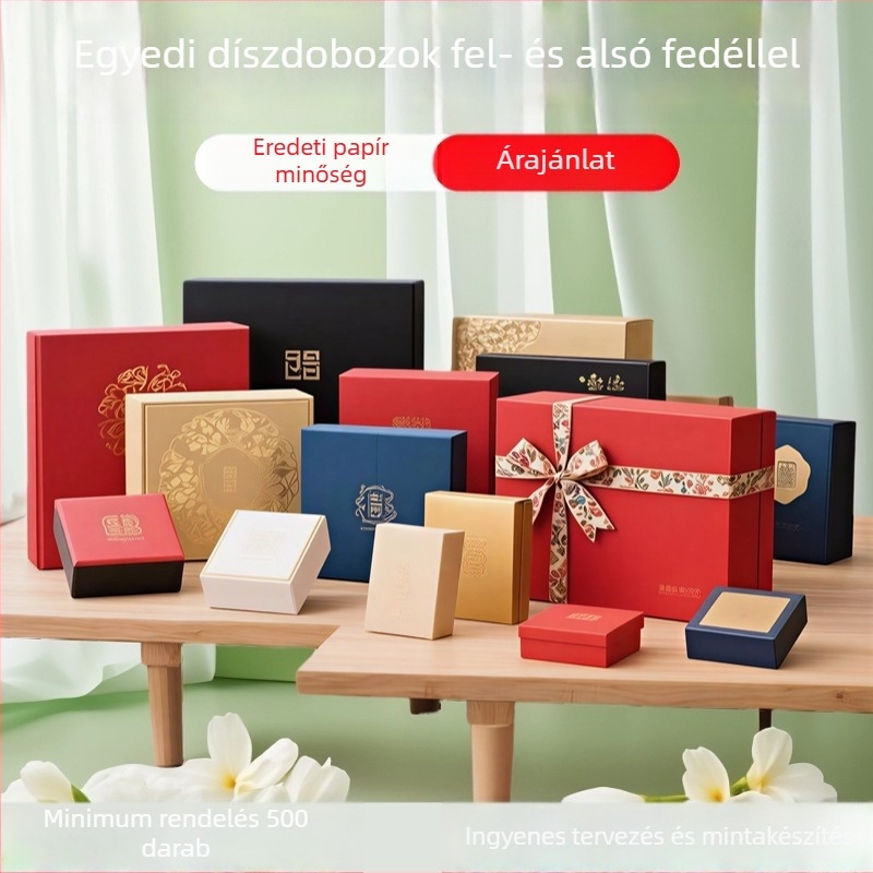 Személyre szabott ajándékcsomagoló doboz fedéllel és alappal teás papírdobozokhoz és ékszerdobozokhoz