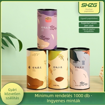 Személyre szabott nedvességálló papírdoboz fémdoboz fedővel – élelmiszer- és tea csomagoláshoz, kör alakú hengeres csomagolás lótuszgyökér porhoz