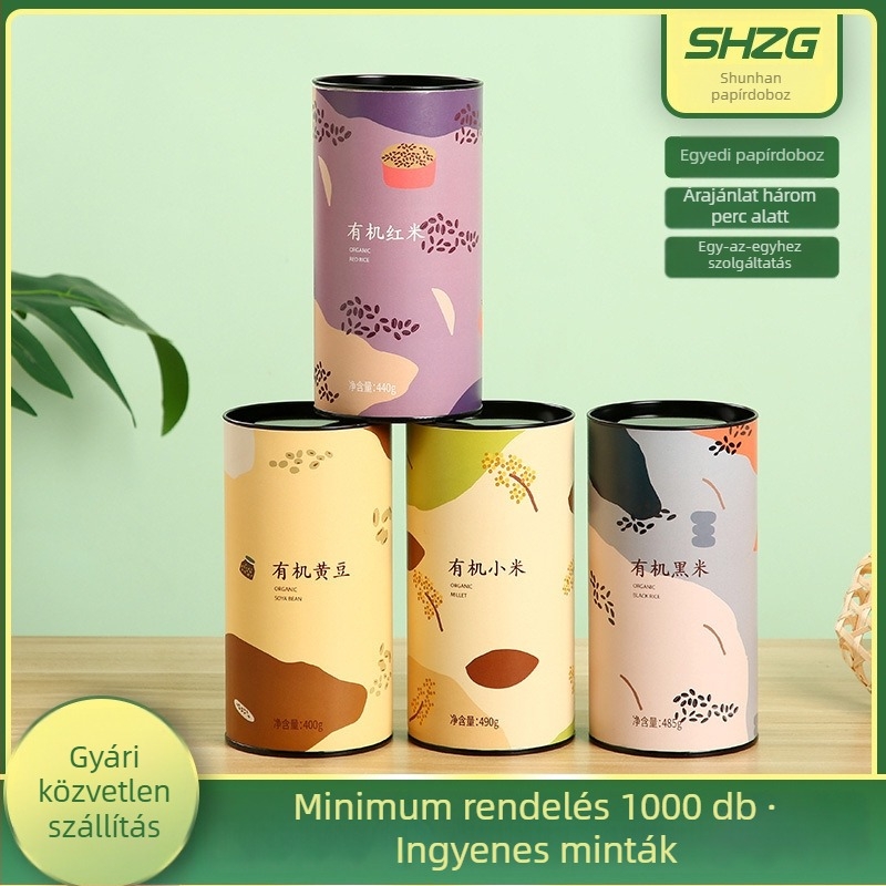 Személyre szabott nedvességálló papírdoboz fémdoboz fedővel – élelmiszer- és tea csomagoláshoz, kör alakú hengeres csomagolás lótuszgyökér porhoz