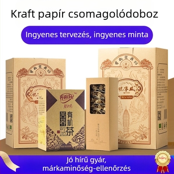 Egyedi teás doboz kraft papírból, ablakkal és dupla aljzattal