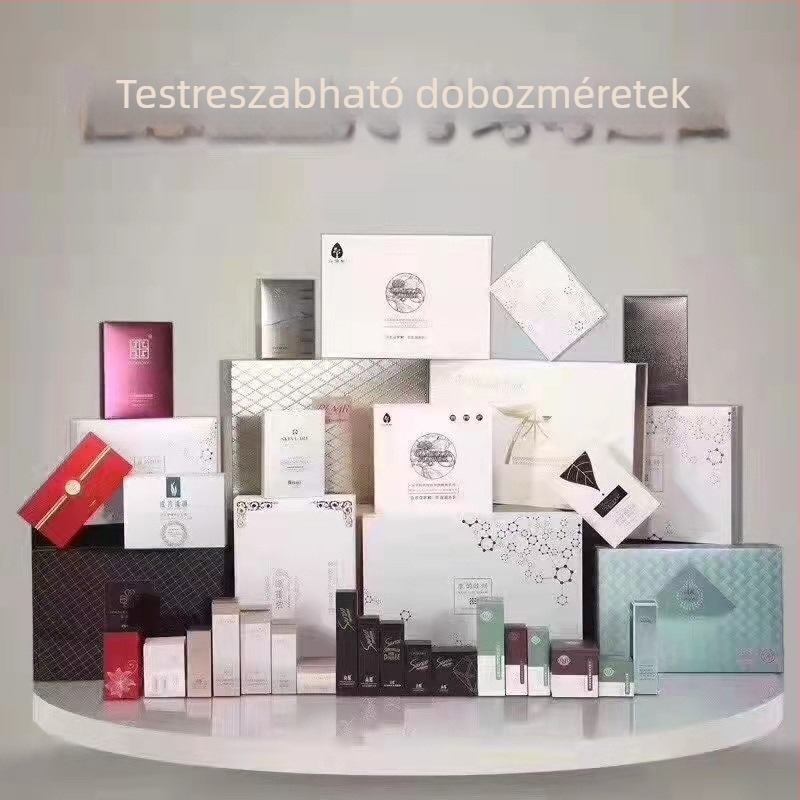 Teás ajándékdoboz flip-nyitható fedéllel, téglalap alakú papírdoboz, színes csomagolás egyedi logóval