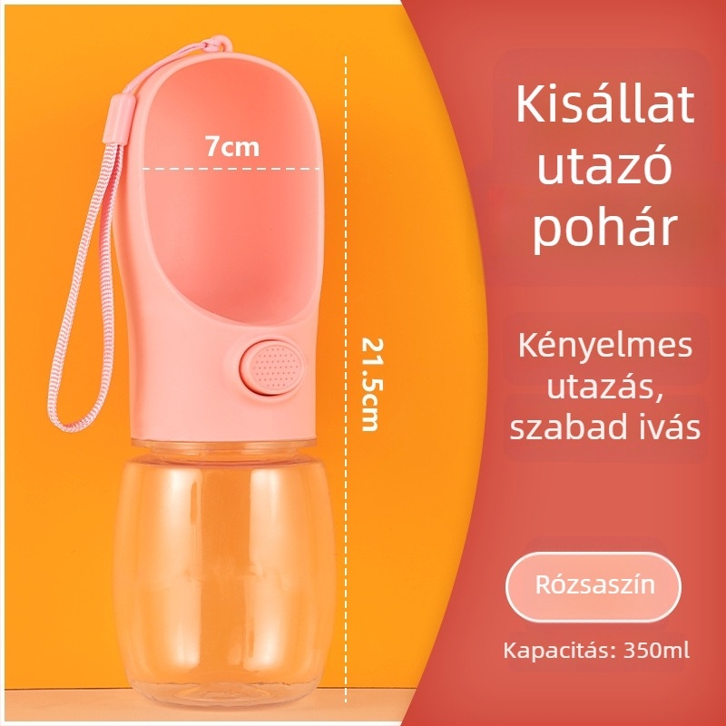 Hordozható kutyavíz-csésze beépített bögrével – kettős funkció iváshoz és etetéshez séták közben