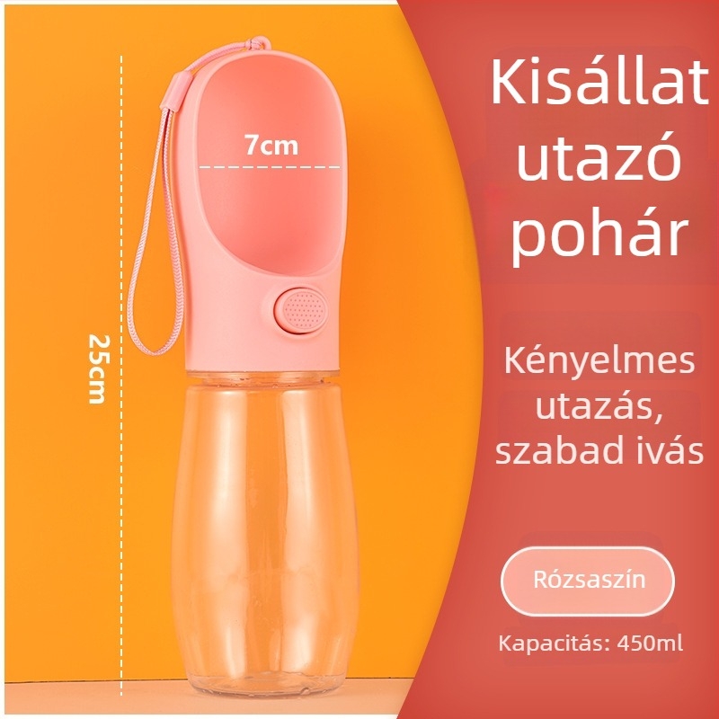 Hordozható kutyavíz-csésze beépített bögrével – kettős funkció iváshoz és etetéshez séták közben