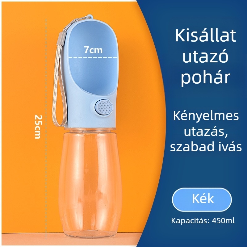 Hordozható kutyavíz-csésze beépített bögrével – kettős funkció iváshoz és etetéshez séták közben