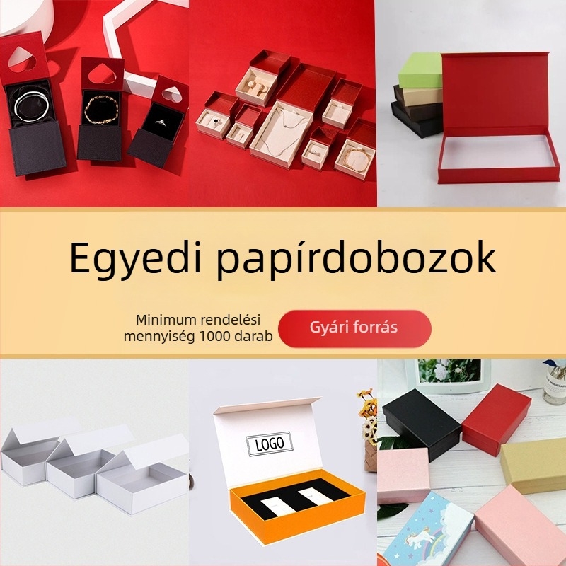 Könyv alakú, felnyíló ajándéktartó kartonból, csomagolás ékszerekhez, kozmetikumokhoz és teához, testre szabott