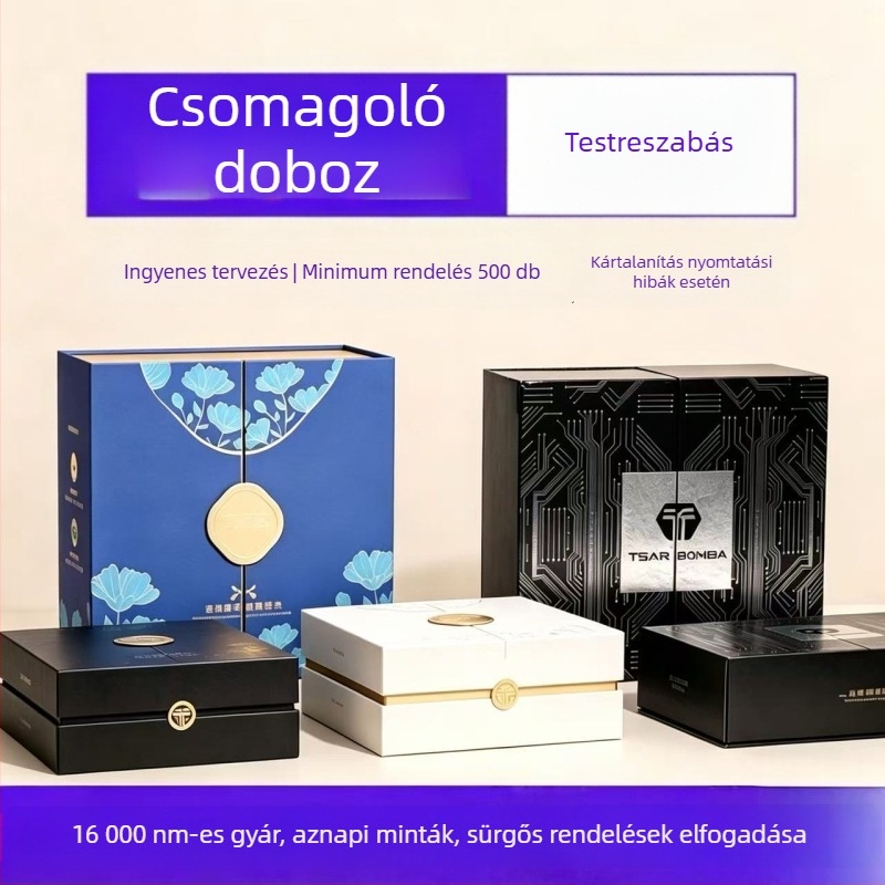Új kínai stílusú dupla nyitású teás doboz, aranyozott virágos mintázatú csomagolás, wellness ajándékdoboz, testreszabható