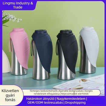 Állatok utazó pohár, nagy kapacitású rozsdamentes acél termoszos pohár, hordozható, vállpánttal