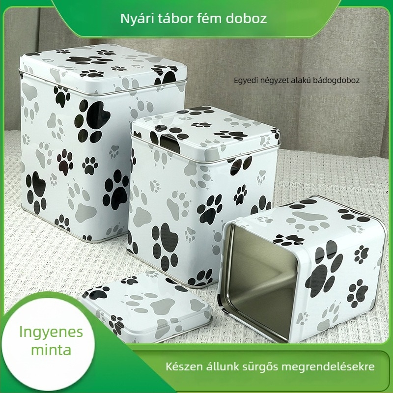 Négyszögletes ón doboz teához, gyárilag testreszabott, három méretben, élelmiszer-minőségű csomagolás kekszekhez és édességekhez