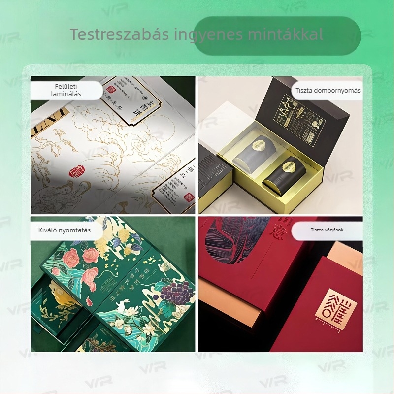 Testreszabott könyv-stílusú felnyitható csomagoló doboz ruházat, parfüm, tea és bor számára vastagított papírdoboz logónyomtatással