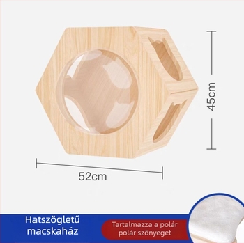 Falihoz szerelhető macskafa sisál karmolóval és fészek-stílusú fekhellyel