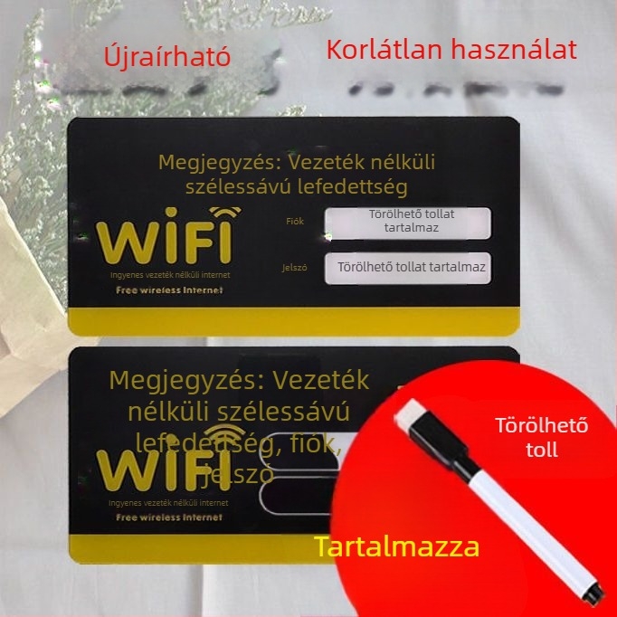 Akril WiFi jelszó felirat – Kreatív jel a vezeték nélküli hálózathoz (24×12 cm, 20×10 cm, 30×15 cm)