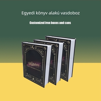 Gyárilag testre szabott ónlemez doboz könyv alakú dizájnnal, ajándékcsomagolás teához, élelmiszerekhez és süteményekhez